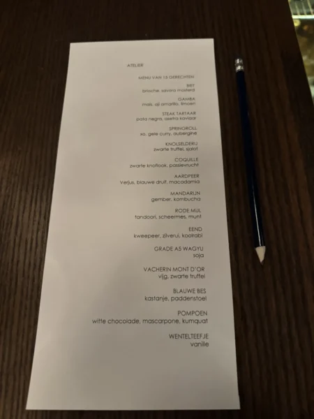 15-gangen menu met potlood