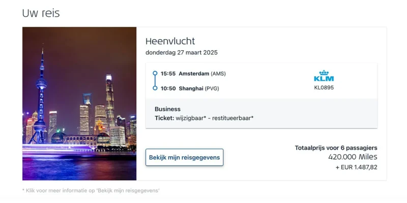 Flying Blue Award ticket boeken