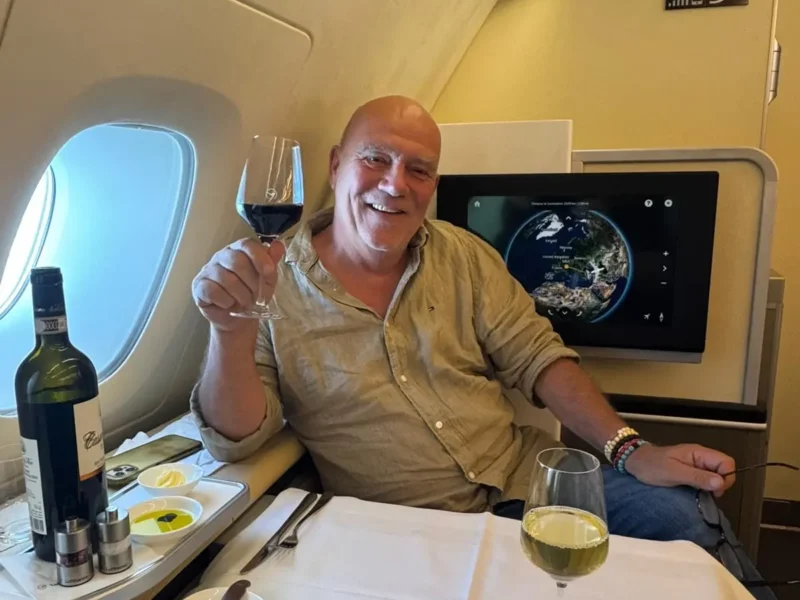 Didier in de Lufthansa First class