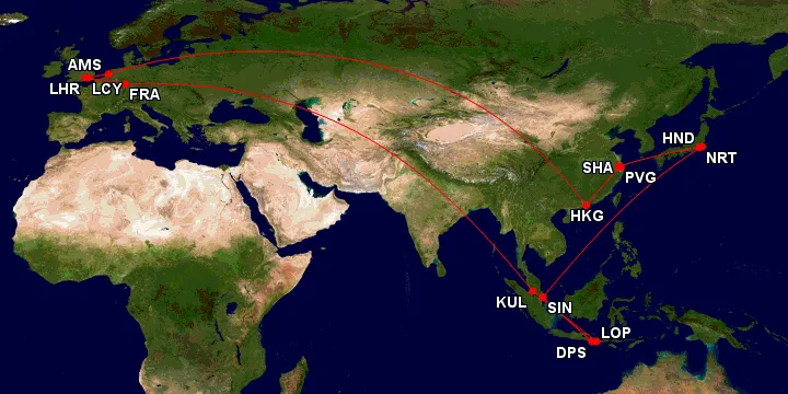 De vluchten op de kaart