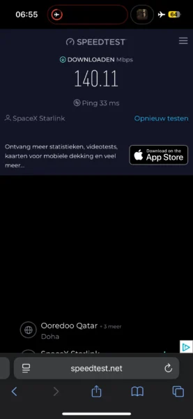 Starlink wifi is behoorlijk snel