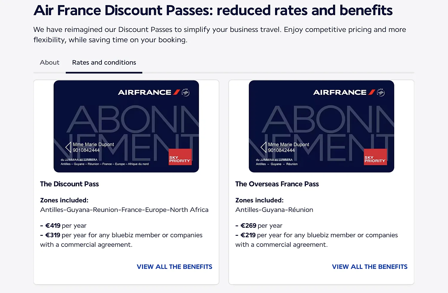 Air France overseas pass
