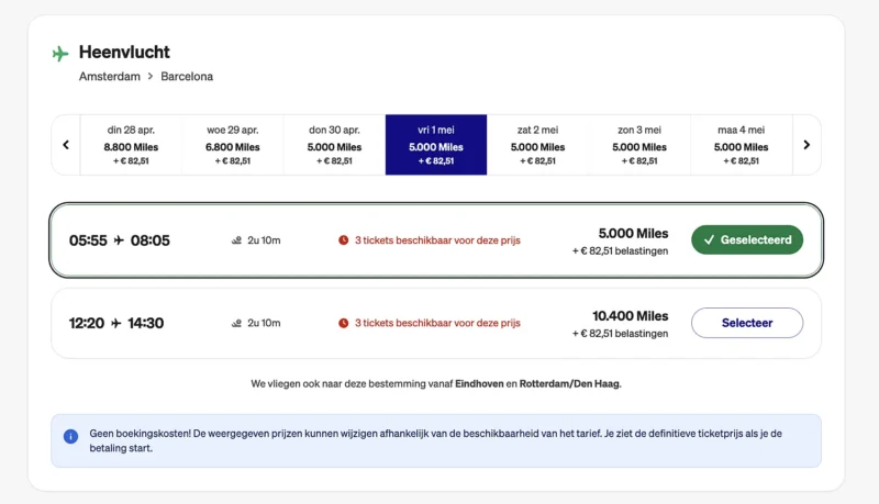 Transavia vlucht boeken met Flying Blue Miles