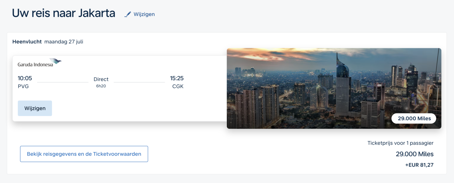 Voor 29.000 Flying Blue Miles in Business class naar Jakarta